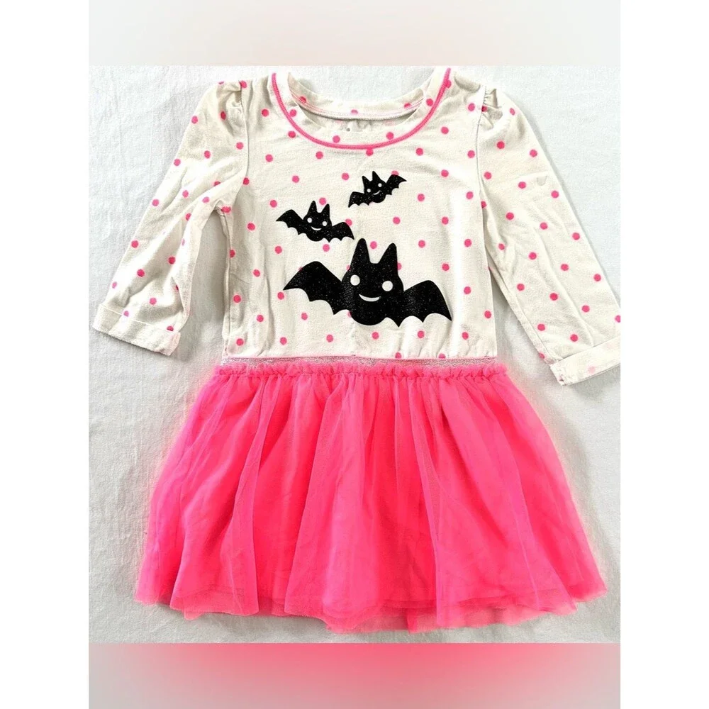 Circo Girls Cat & Bat 3/4 Sleeve Tutu Dresses Lot of 2 Pink & Black Size 5T